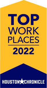 ribbon graphic that reads "Top Work Places 2022 Houston Chronicle"